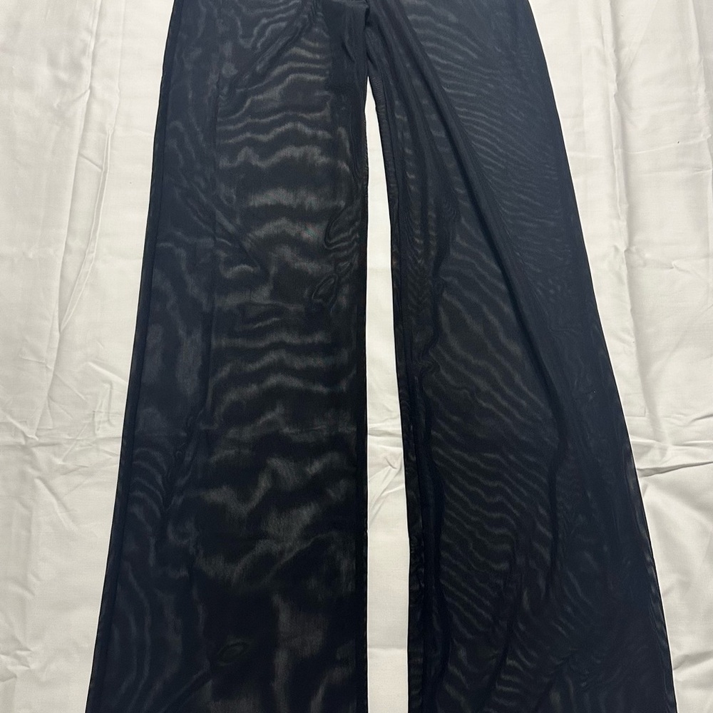 Sheer Black Wide-Leg Pants